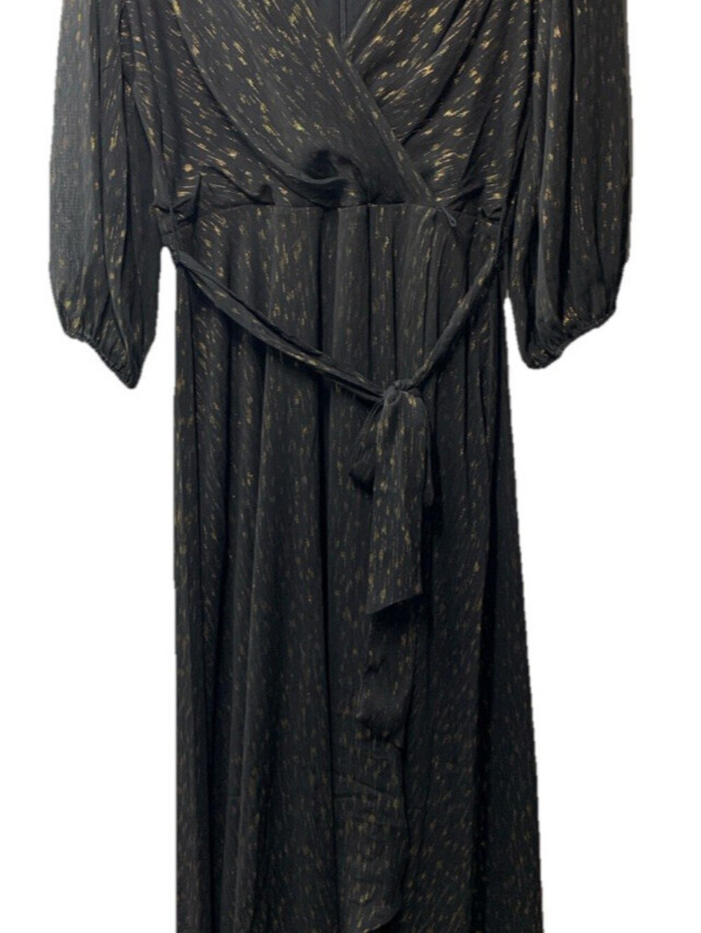 DKNY Women's Double Strap Cold Shoulder Gown Size 12 Black ED21A570 3/4 Sleeve